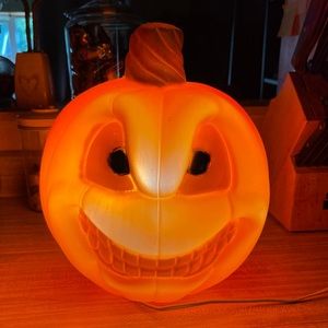 2 Sided Blow Mold Pumpkin Jack O Lantern with light RARE